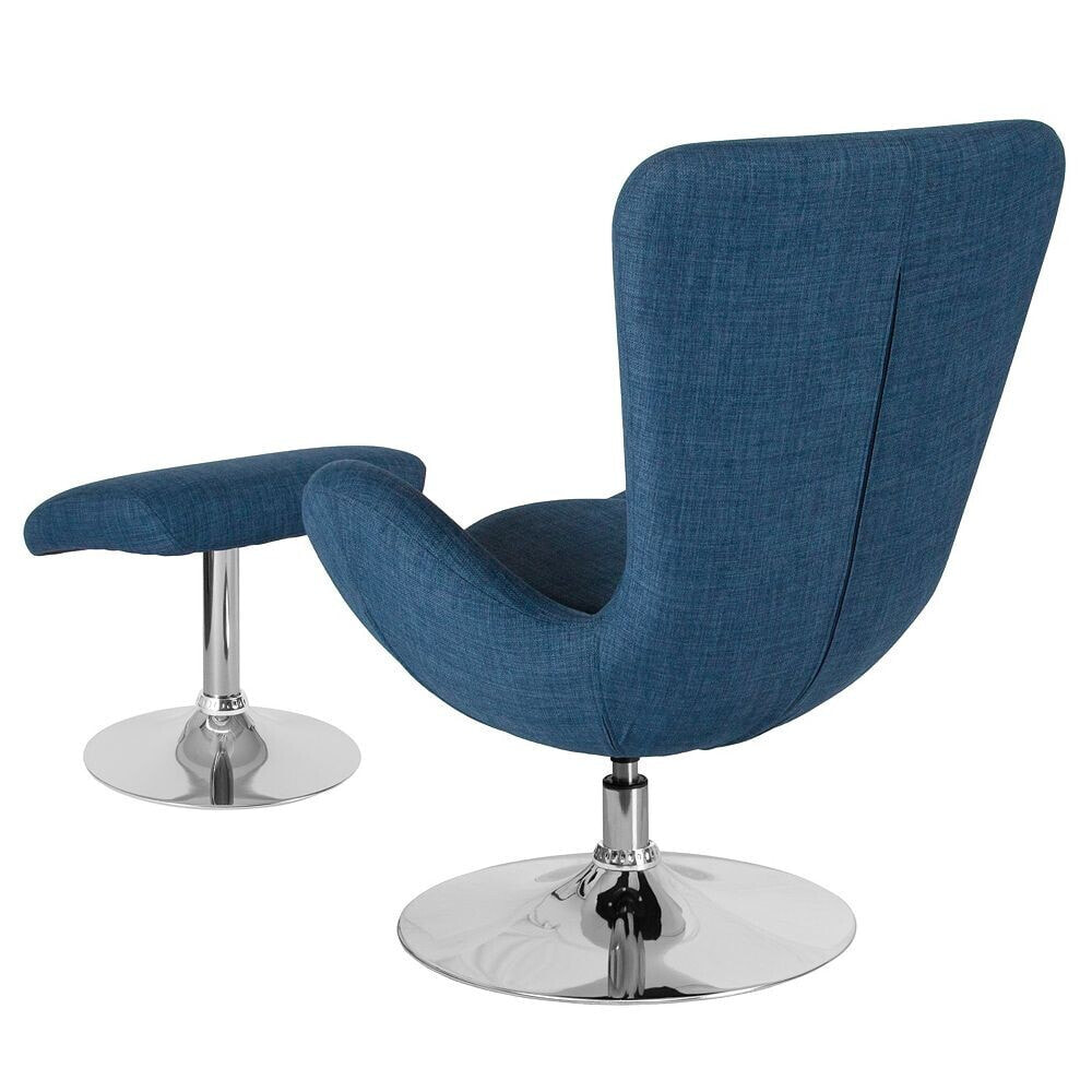 Flash Furniture egg Series Blue Fabric Side Reception Chair With Ottoman