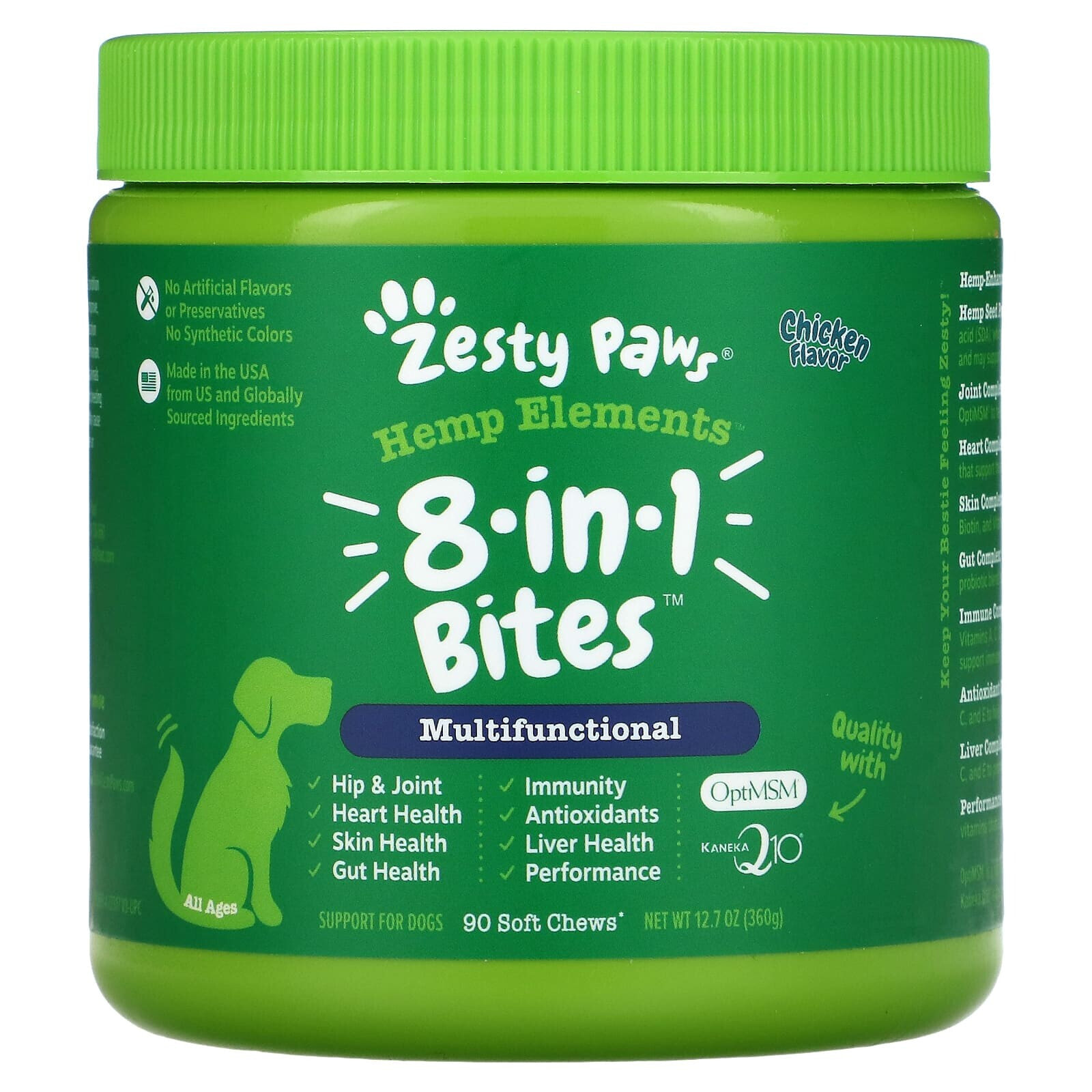 8-in-1 Bites for Dogs, Multifunctional, All Ages, Peanut Butter, 90 Soft Chews, 12.7 oz (360 g)