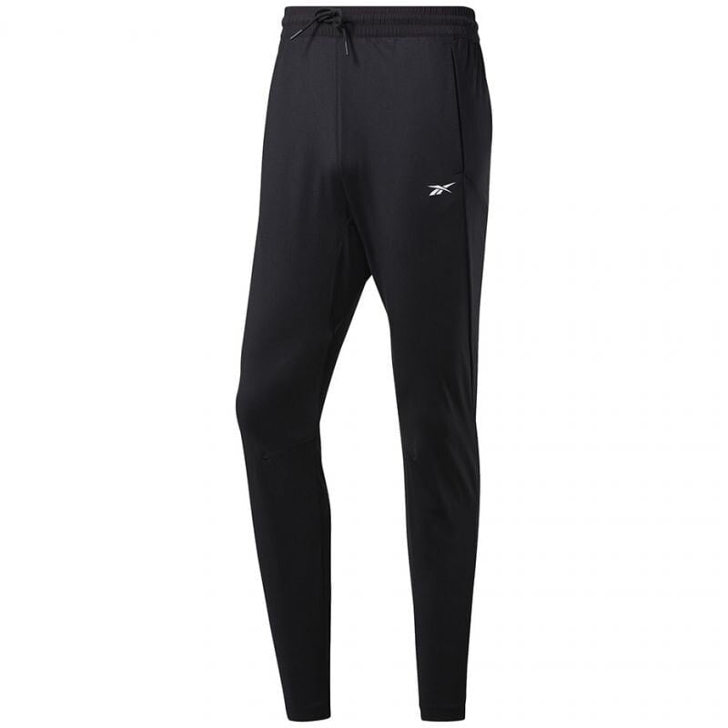 Мужские брюки спортивные  черные зауженные летние Reebok Workout Knit Pant M FJ4057