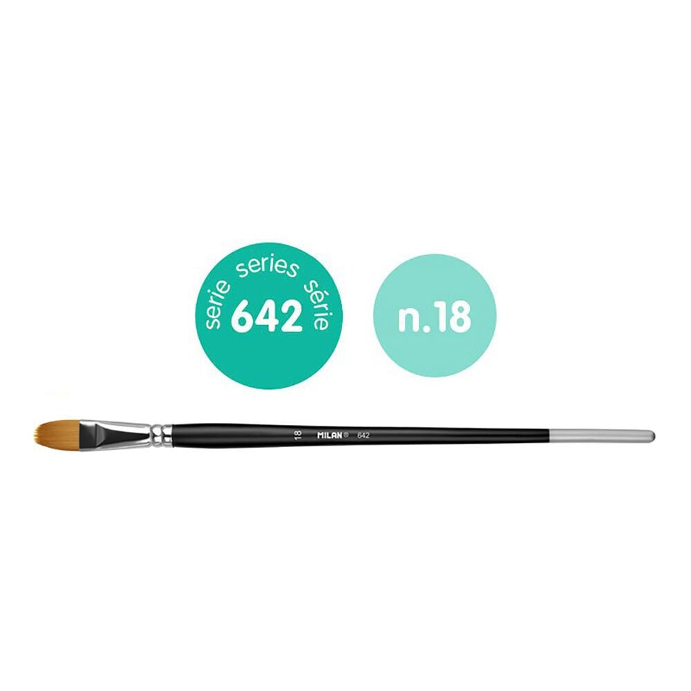 MILAN ´Premium Synthetic´ Cat´S Tongue Paintbrush With LonGr Handle Series 642 No. 18