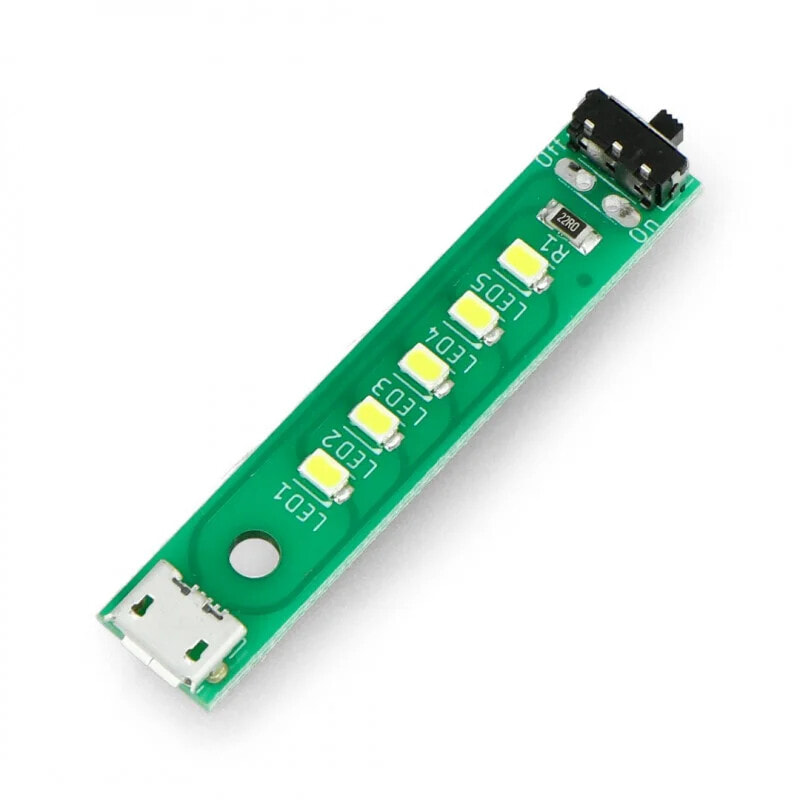 Прокладка 5 x светодиодов USB 5 В с выключателем питания - Kitronik 35150