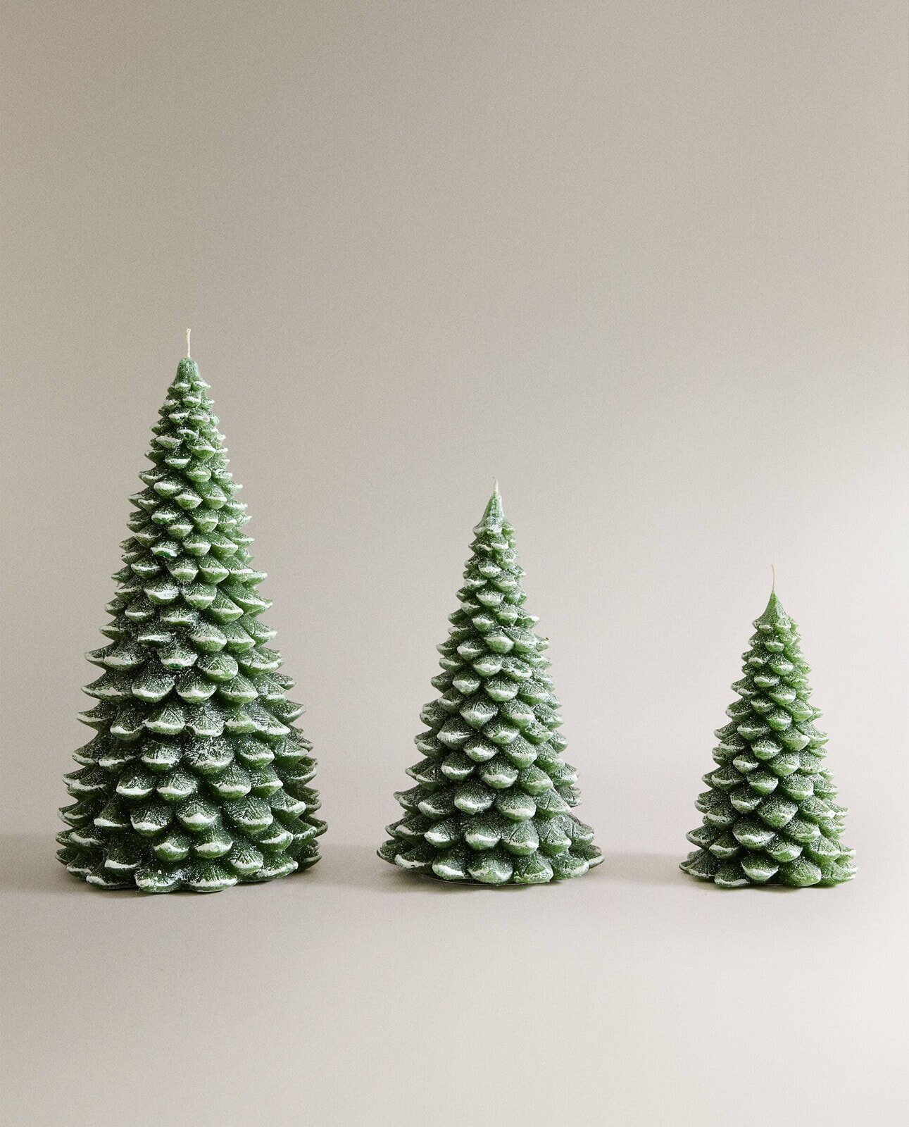 Snowy christmas fir tree candle