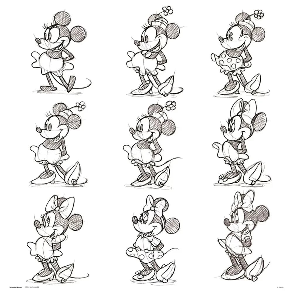 DISNEY Print 30X30 cm Minnie Sketch Poster