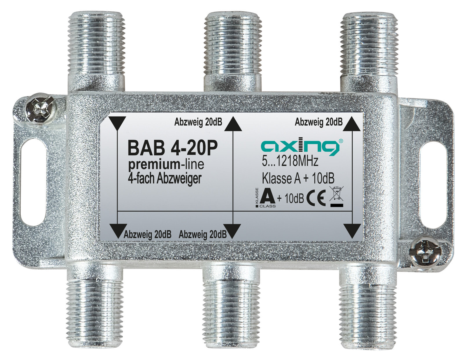 axing BAB 4-20P - Cable splitter - 5 - 1218 MHz - Grey - A - 20 dB - F