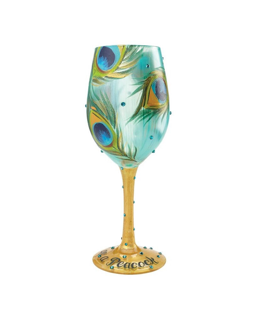 Enesco wine Glass Pretty As A Peacock