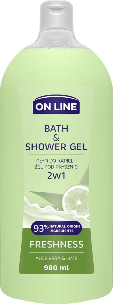 On Line Freshness Bath & Shower Gel Освежающий гель для душа и ванны с алоэ вера и лаймом  980 мл