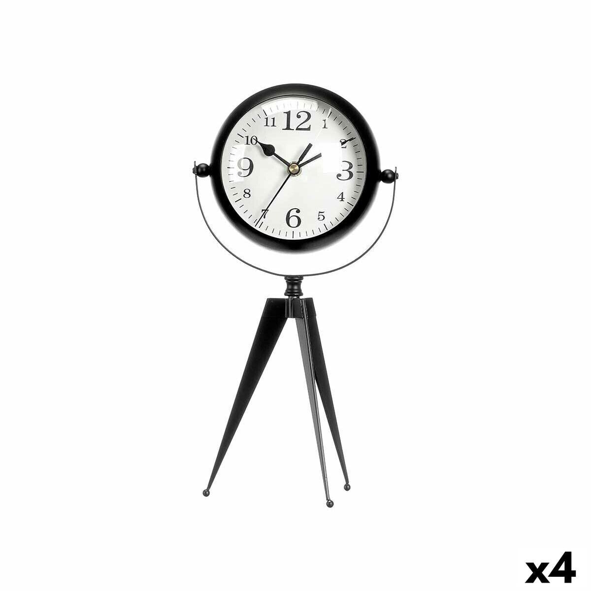 Table clock Tripod Black Metal 14 x 30 x 11 cm (4 Units)