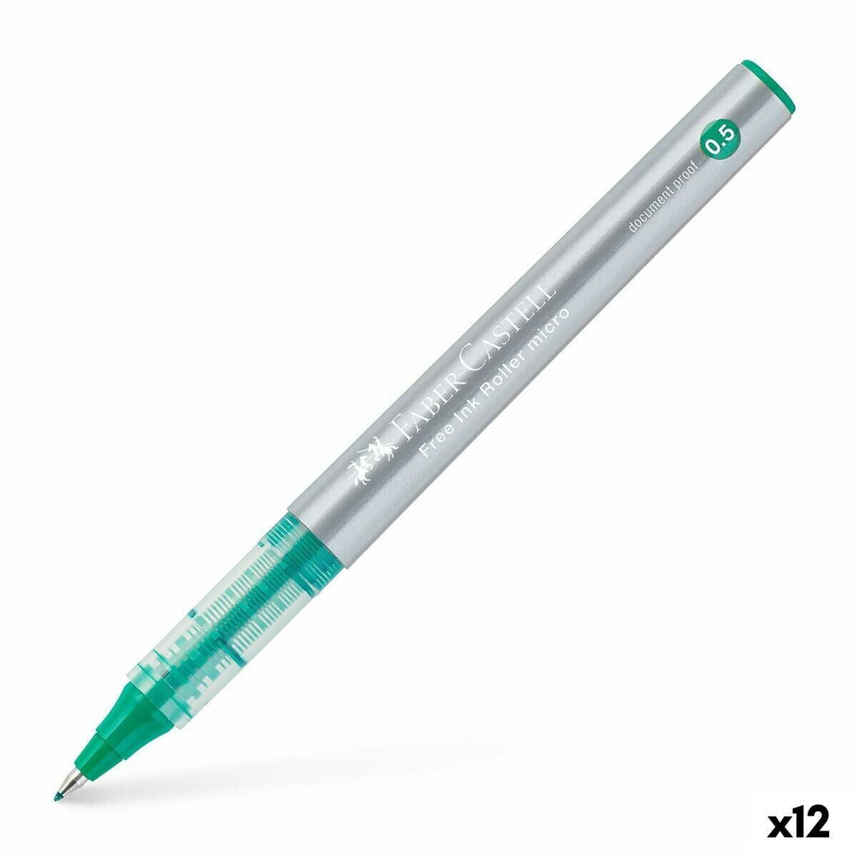 Liquid ink pen Faber-Castell Roller Free Ink Green 0,5 mm (12 Units)