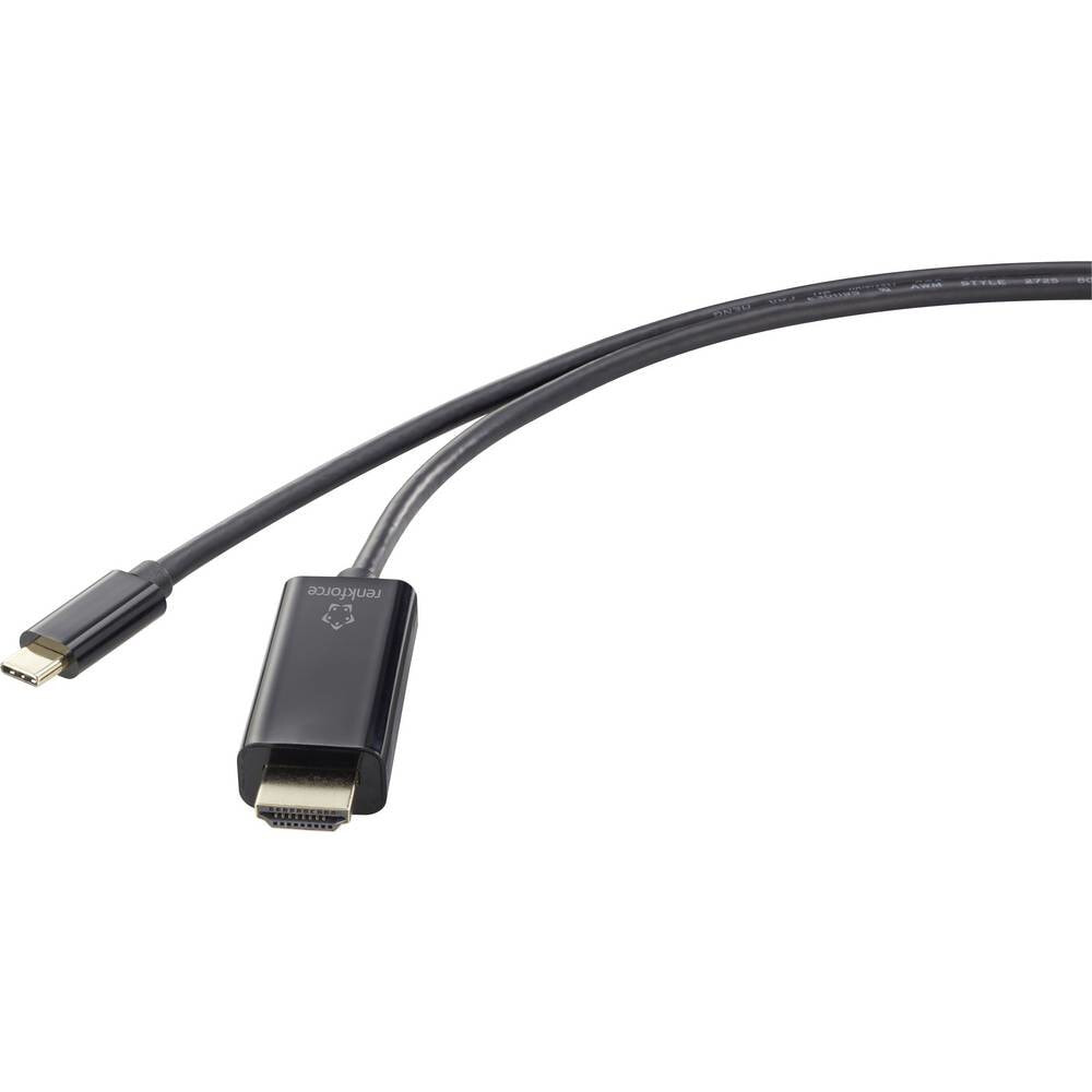Компьютерный разъем или переходник Renkforce RF-4531594. Cable length: 3 m, Connector 1: USB Type-C, Connector 2: HDMI. Quantity per pack: 1 pc(s)