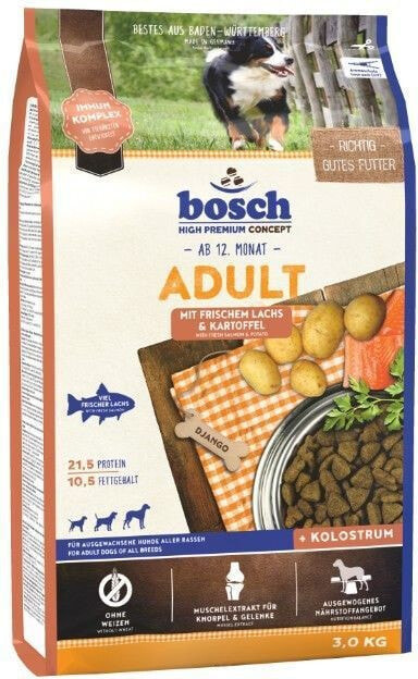 Сухой корм для собак Bosch, Adult, для взрослых активных, с лососем, 3 кг