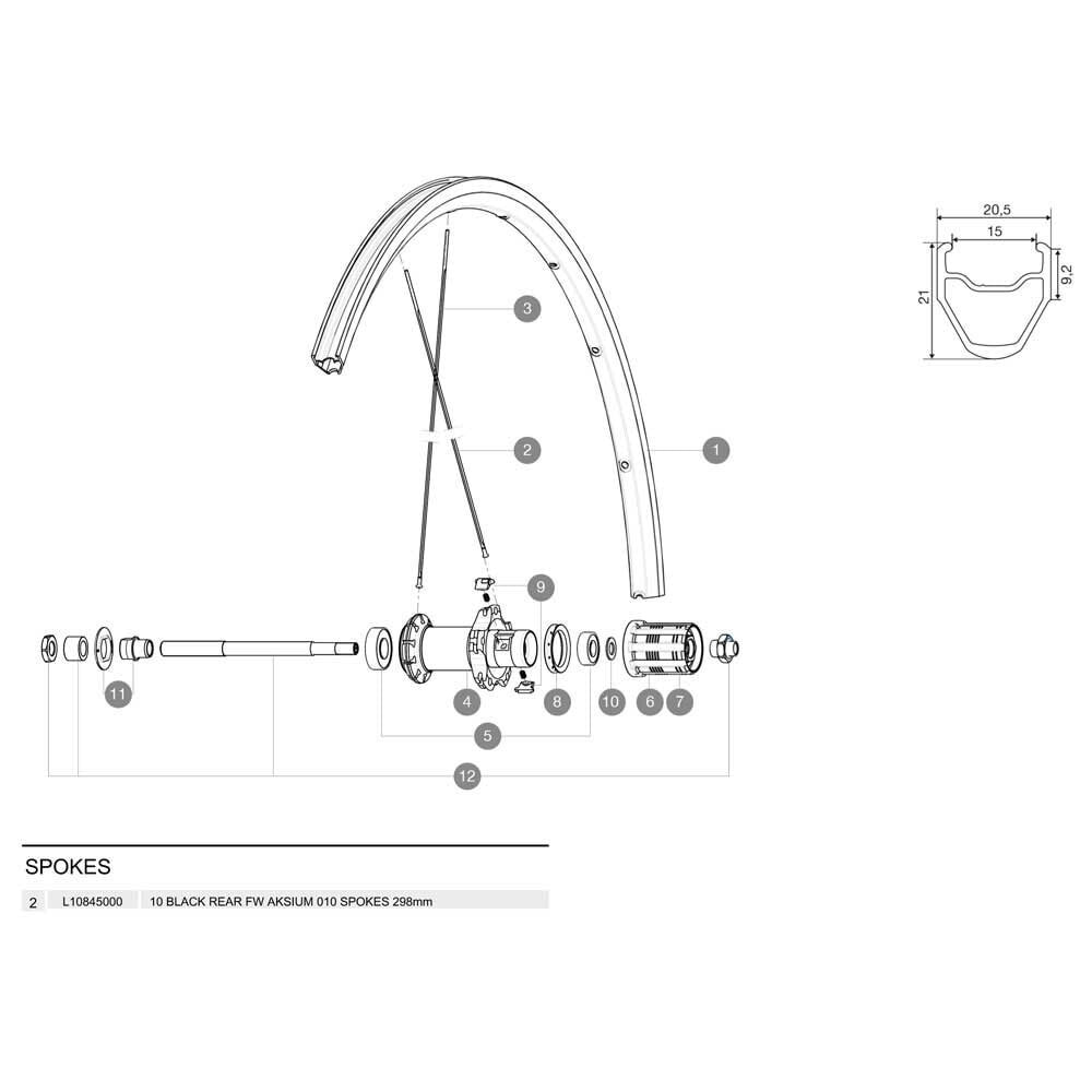 MAVIC Aksium 2010-18 Rear Right 10 Units Spokes