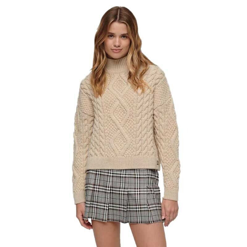 SUPERDRY Aran Cable Knit High Neck Sweater