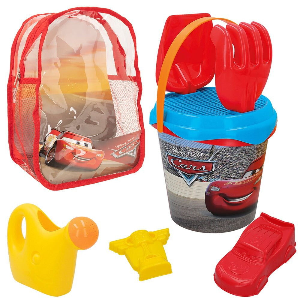 COLORBABY Cars Set Cubo Beach With Rasrillo Cedazo Moldes Reintera Y Backpack Transport