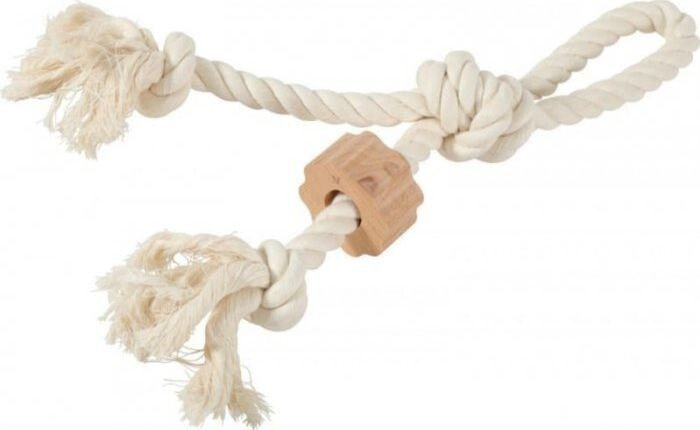 Игрушка для собак Zolux ZOLUX Zabawka sznurowa WILD z uchwytem, z drewnianym krążkiem