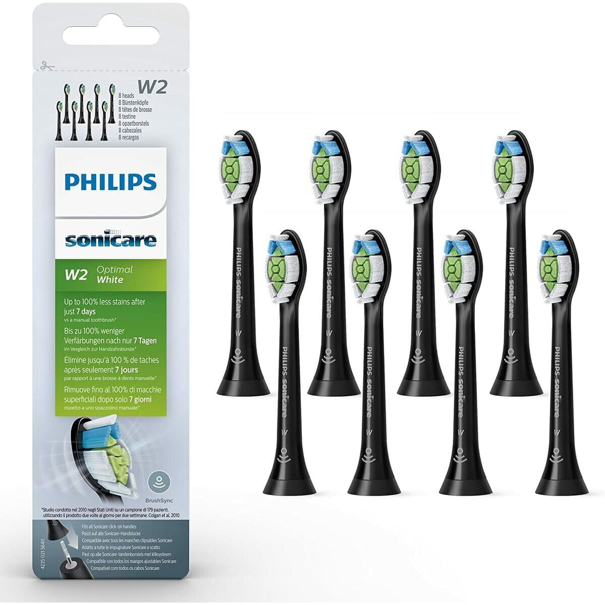 Сменная головка Sonicare W2 Optimal Philips HX6068/13 Чёрный 8 штук