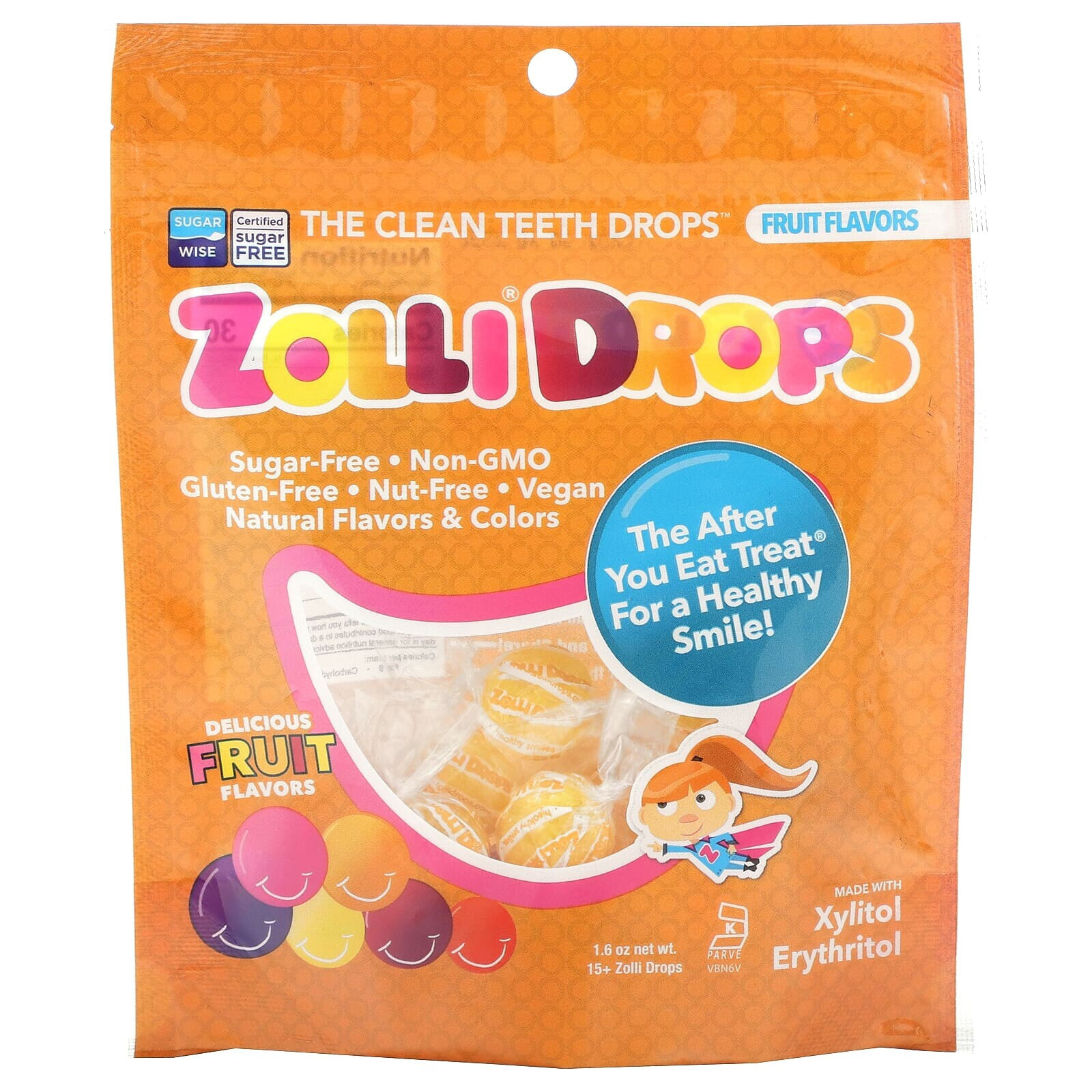 Zolli Drops, The Clean Teeth Drops, Fruit Flavors, 15+ Zolli Drops, 1.6 oz