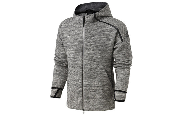 adidas 运动型格针织夹克外套 男款 灰色 / Куртка Adidas DY5759