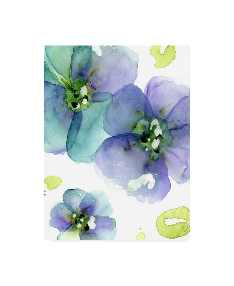 Trademark Global dawn Derma Blue Flowers Green Canvas Art - 27