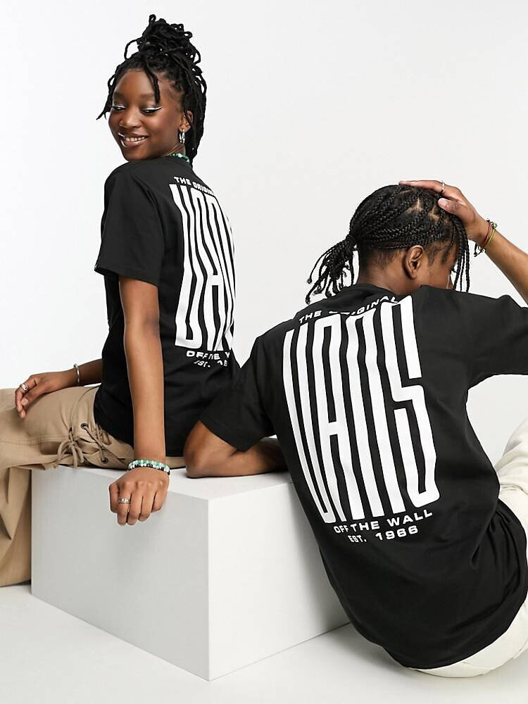 Vans – Schwarzes Unisex-T-Shirt mit großem Print auf der Rückseite