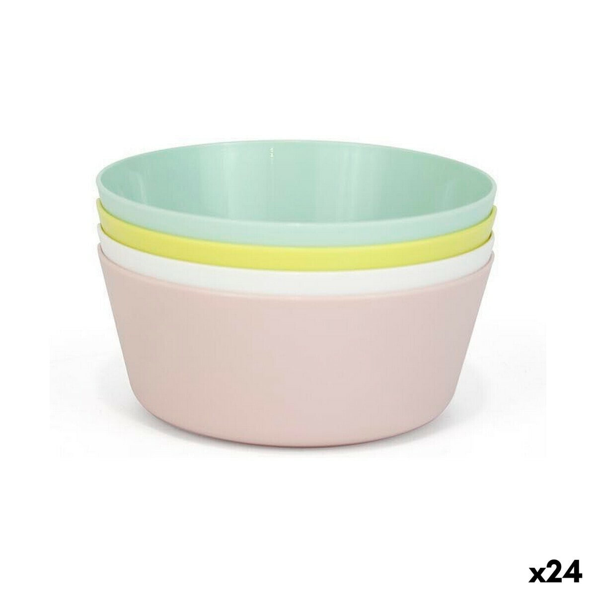 Set of bowls Dem Multicolour 4 Pieces Plastic 12 x 12 x 5 cm (4 Pieces) (24 Units)