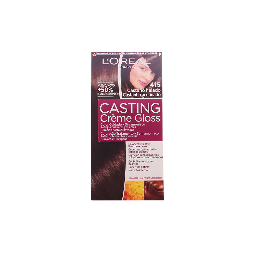 Loreal Paris Casting Creme Gloss Hair Color No. 415 Icy Chestnut Питательная безаммиачная крем-краска для волос, оттенок морозный каштан