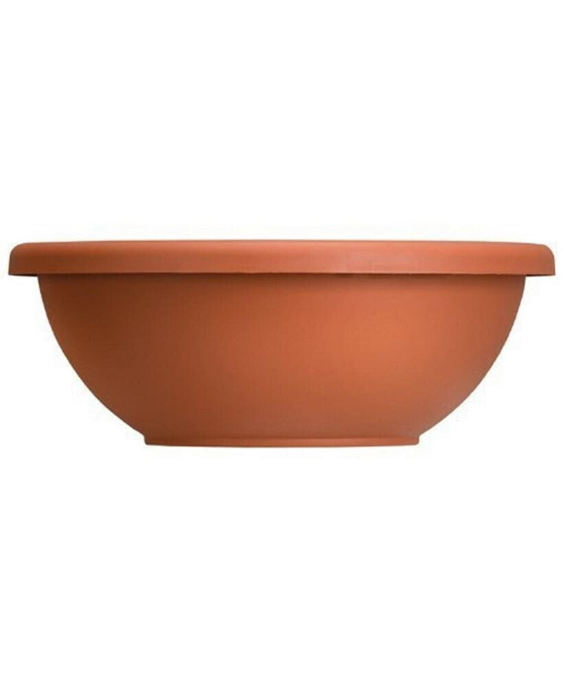 HC Companies Round Plastic Garden Bowl Planter Clay Color 12 Inch