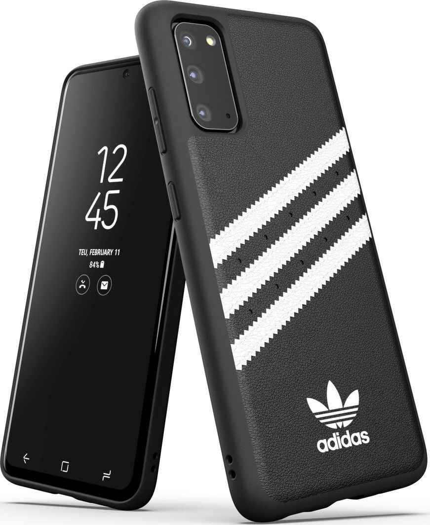 чехол силиконовый Galaxy S20 черный с логотипом adidas