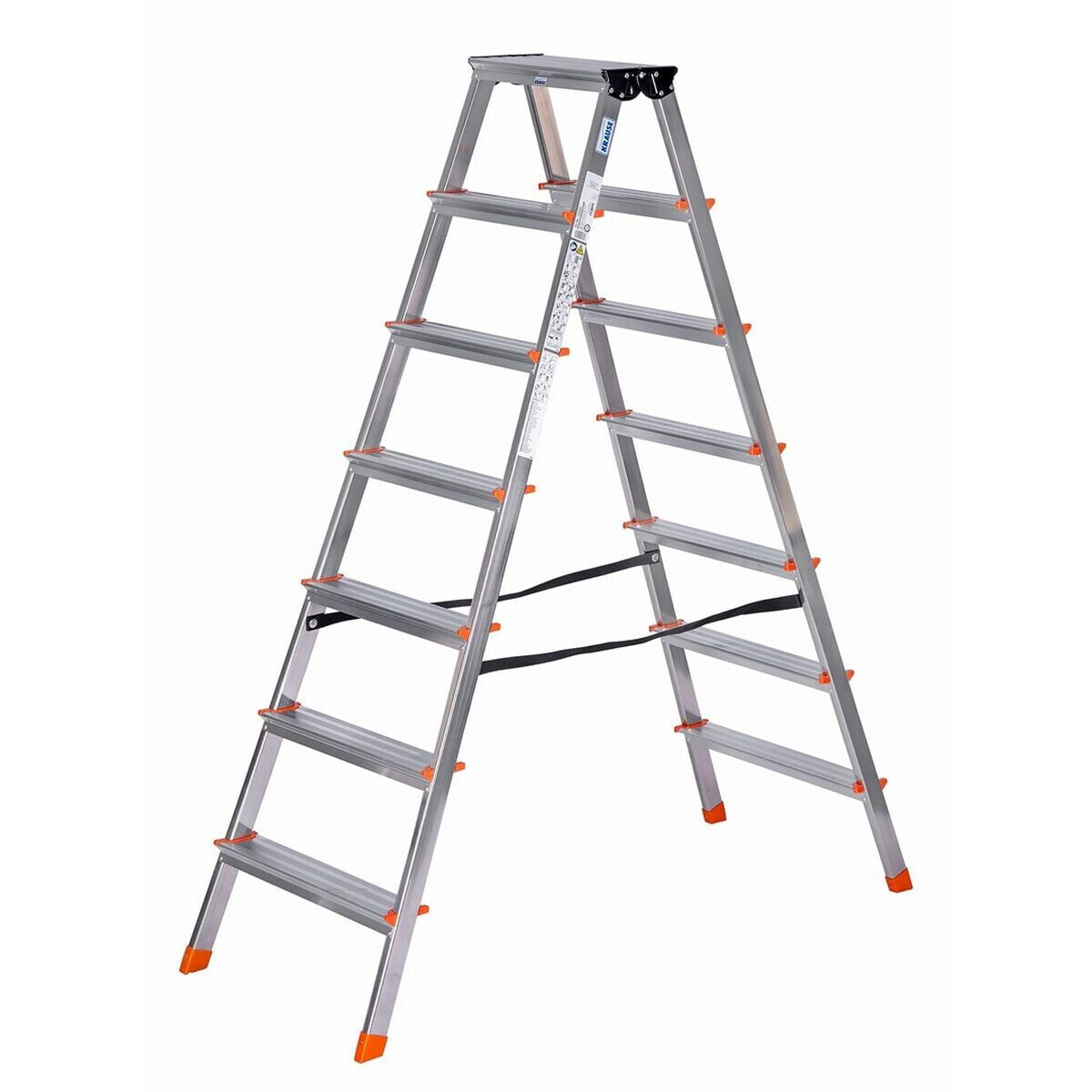 7-step folding ladder Krause 120434 Silver Aluminium Steel