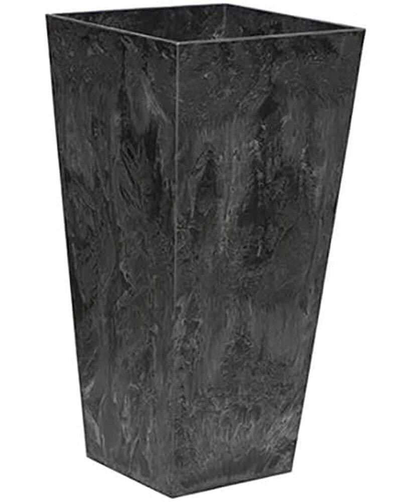 35138 Artstone Ella Tall Square Planter Black -13.5 Inch