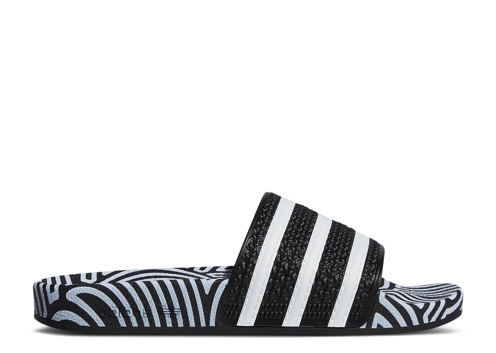 Hirocoledge x Adilette Slides 'Takahashi Hiroko - Black White'