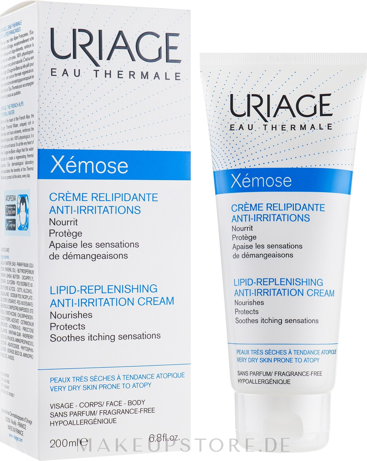 Pflegende und schützende Lipidcreme für trockene und atopische Gesichts- und Körperhaut - Uriage Xemose Lipid Replenishing Anti-Irritation Cream