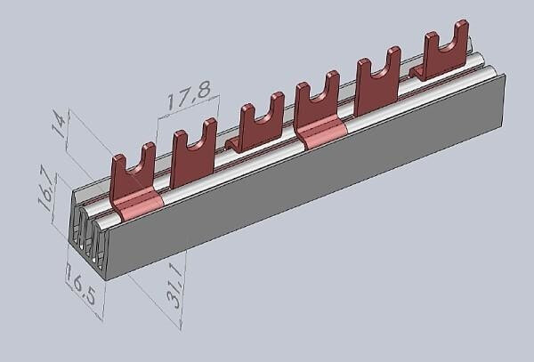 Eti-Polam Busbar IZ12 / 1F / 54 1P 80A 12mm2 fork 54 002921026