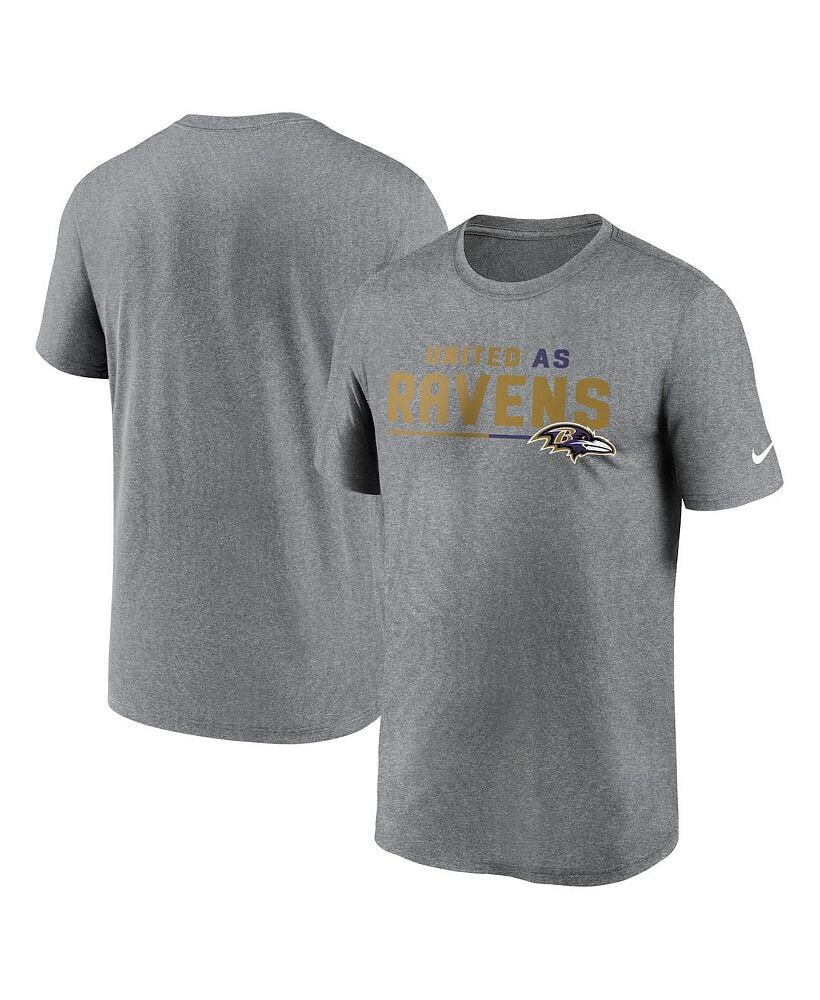 Nike men's Heather Gray Baltimore Ravens Legend Team Shoutout Performance T-shirt