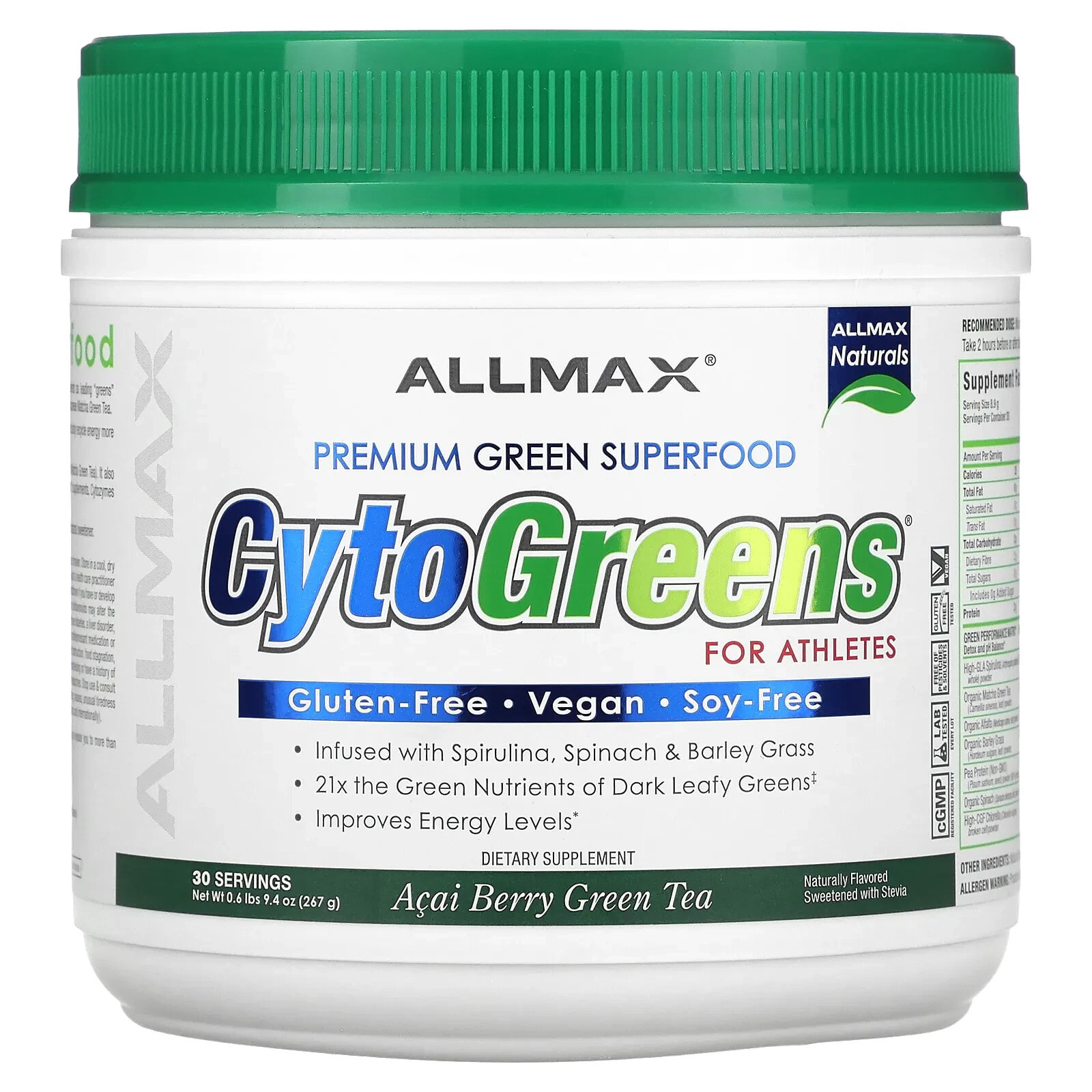 CytoGreens® For Athletes, Acai Berry Green Tea, 4.4 oz (125 g)