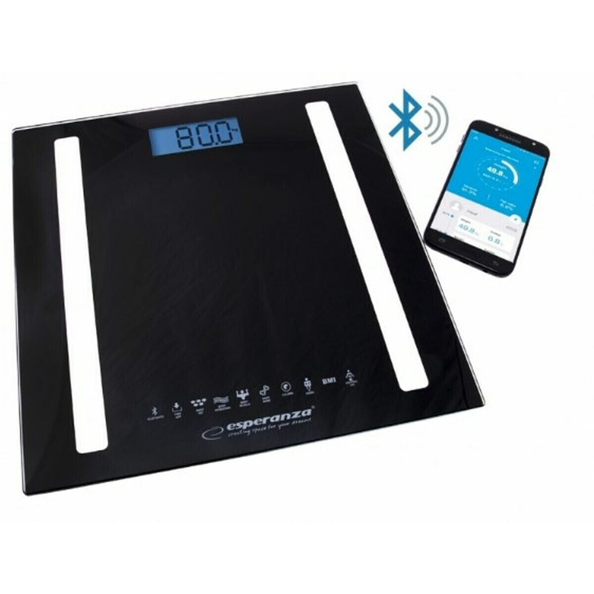 Цифровые весы для ванной Esperanza EBS016K Чёрный Cтекло Каленое стекло 180 kg (1 Предметы)