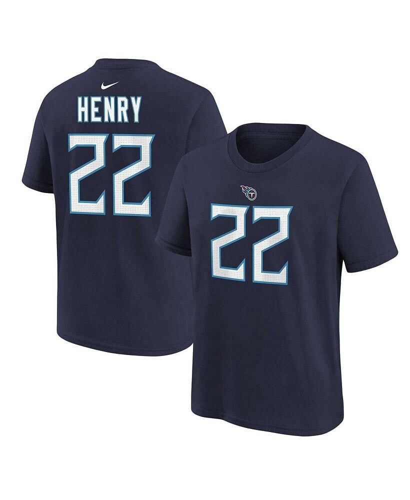 Nike big Boys Derrick Henry Navy Tennessee Titans Player Name and Number T-shirt