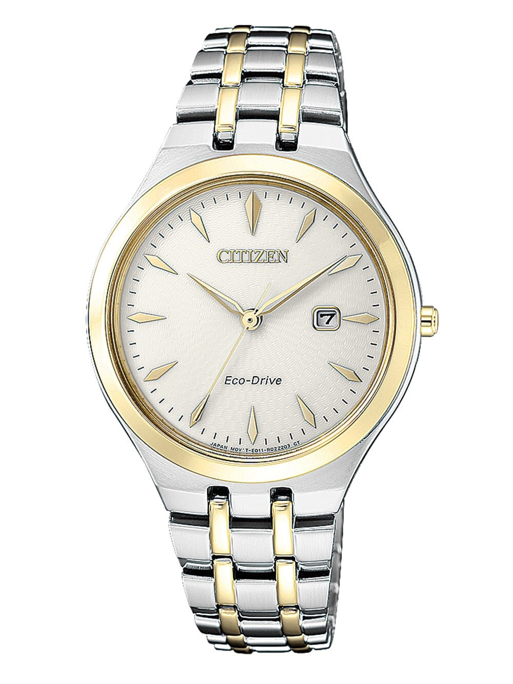 Женские наручные кварцевые часы Citizen стальной с частичным IP покрытием, окошко с датой.