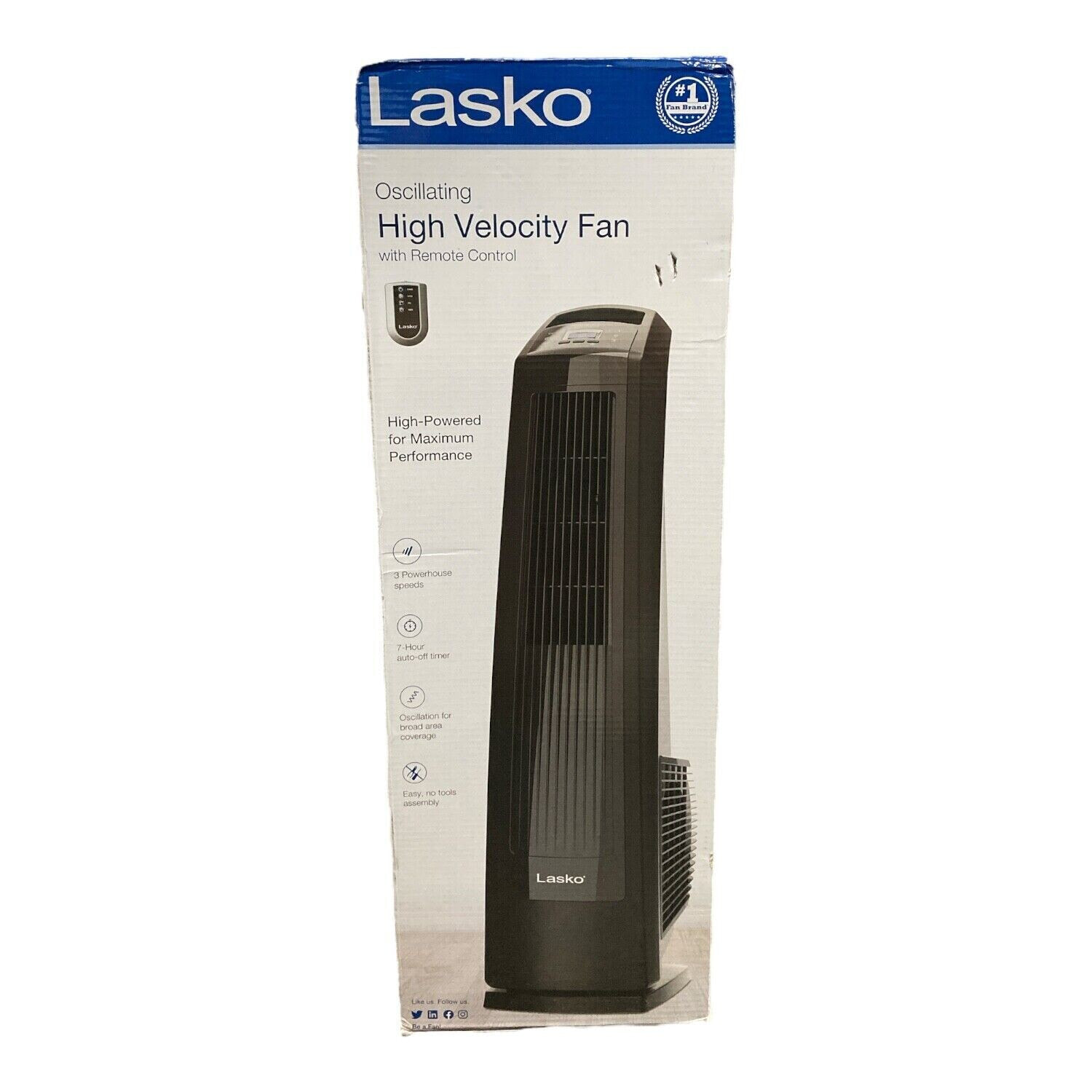 Lasko U35122 Oscillating High Velocity Fan with Remote