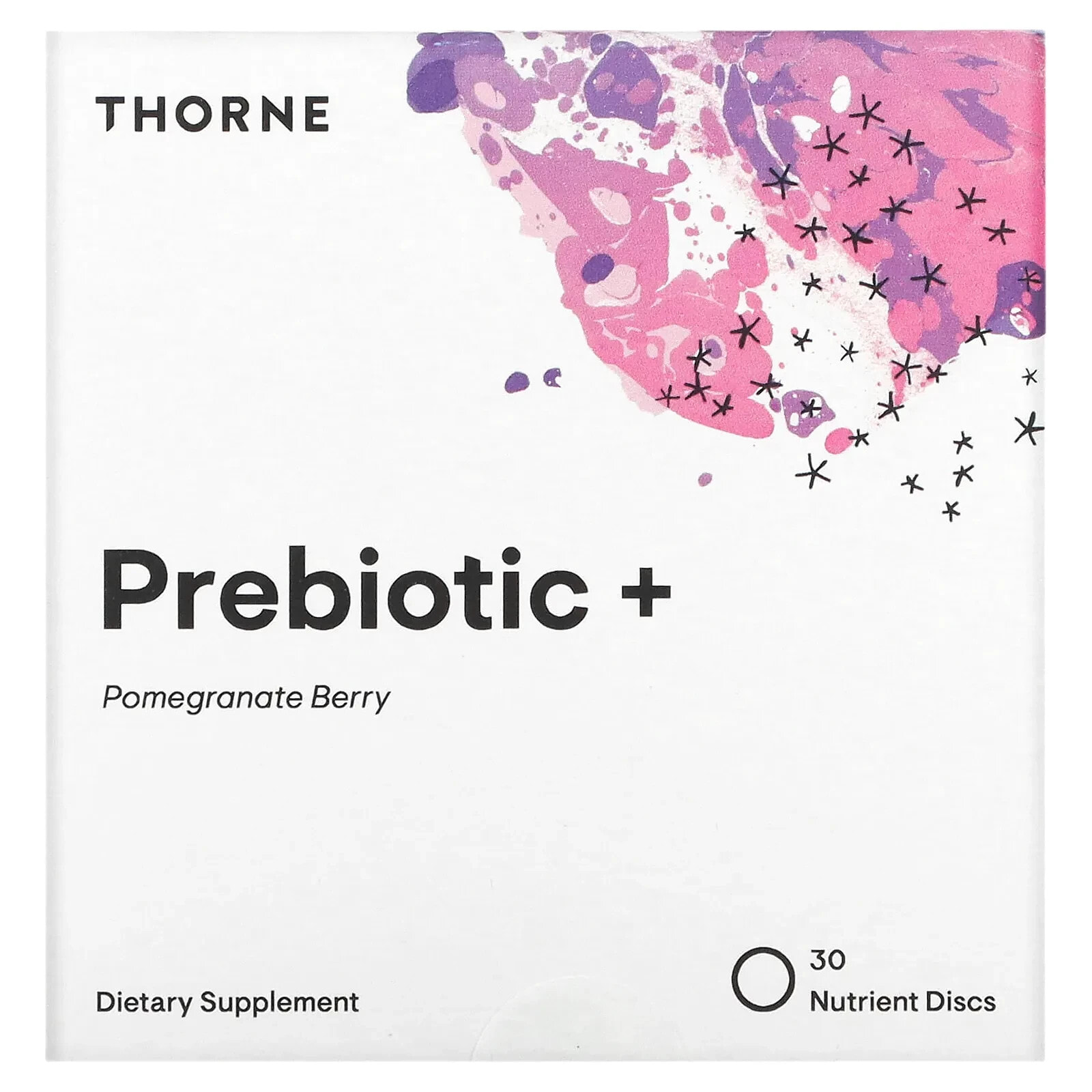 Thorne, Prebiotic+, пребиотики, гранат и ягоды, 30 растворимых дисков с питательными веществами