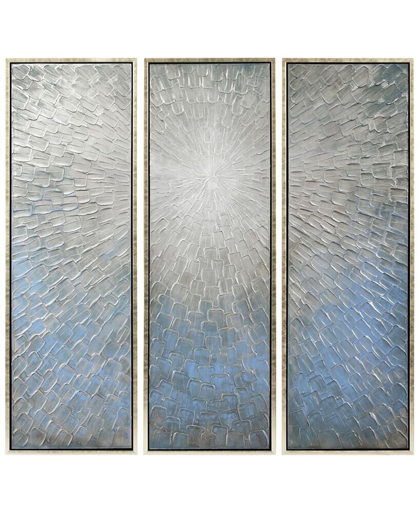 Empire Art Direct silver Ice 3-Piece Textured Metallic Hand Painted Wall Art Set by Martin Edwards, 60