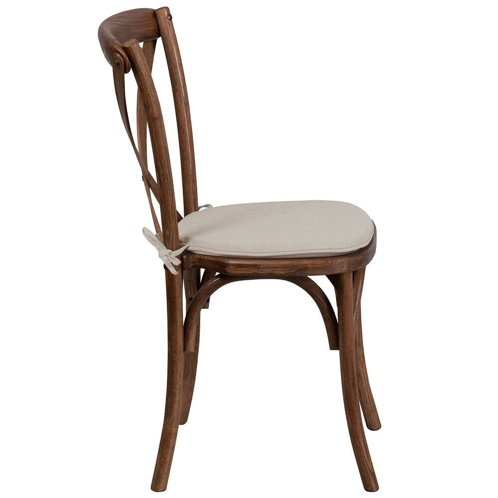 Flash Furniture hercules Series Stackable Pecan Wood Cross Back Chair With Cushion