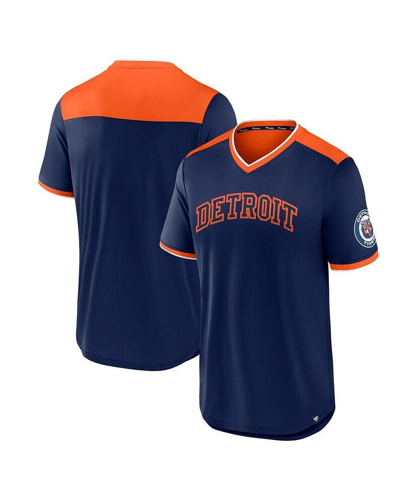 Men's Branded Navy, Orange Detroit Tigers True Classics Walk-Off V-Neck T-shirt