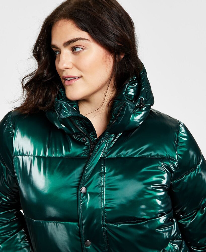 Women s Plus Size High Low Hooded Puffer Coat