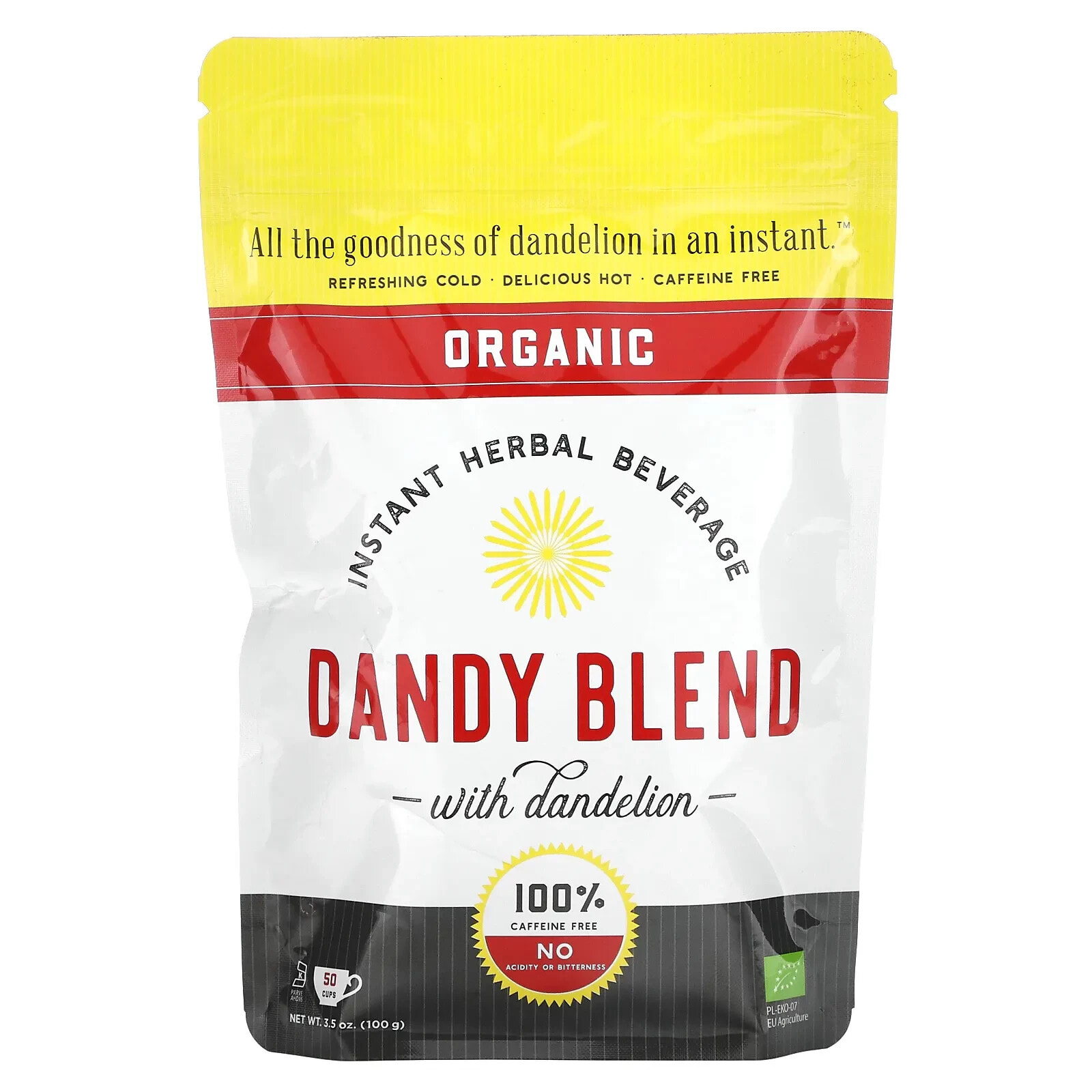 Dandy Blend, растворимый травяной напиток с органическим одуванчиком, без  кофеина, 100 г (3,53 унции) Dandy Blend Количество в упаковке: 100.07 г  купить от 1310 рублей в интернет-магазине ShopoTam, чай Dandy Blend