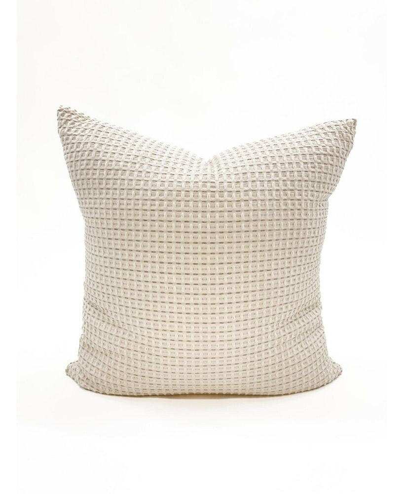 Anaya Home ivory & Taupe 20x20 Down Cotton Waffle Weave Pillow