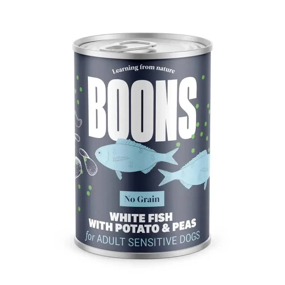 BOONS Adult White Fish Potato Peas 400g Dog Snack 6 Units