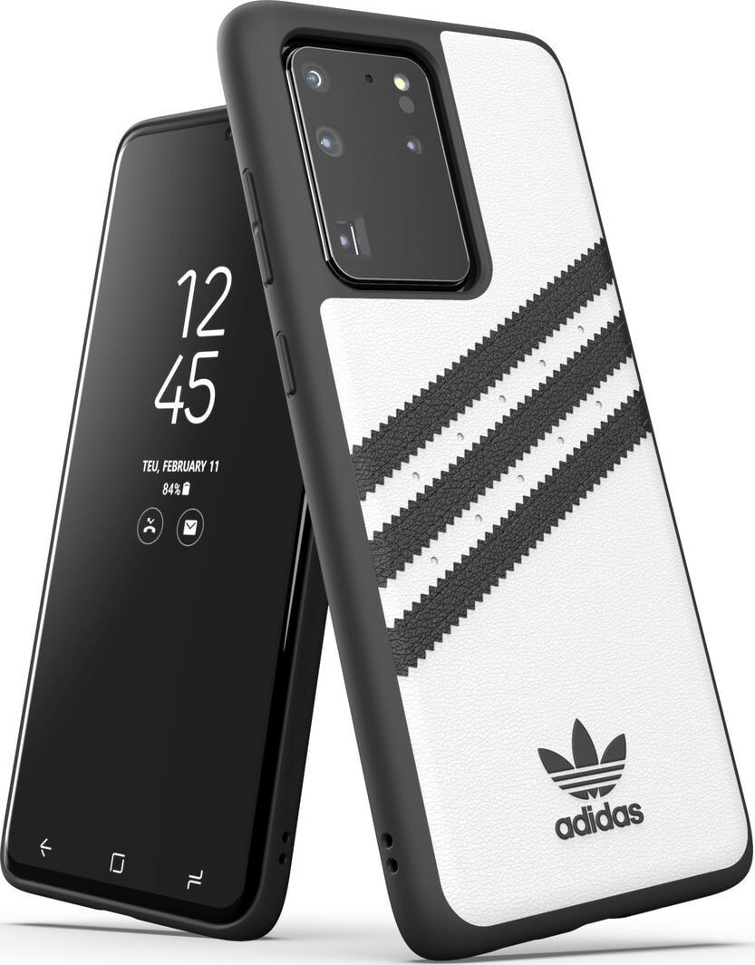 чехол силиконовый SS20 белый с черной окантовкой с логотипом adidas