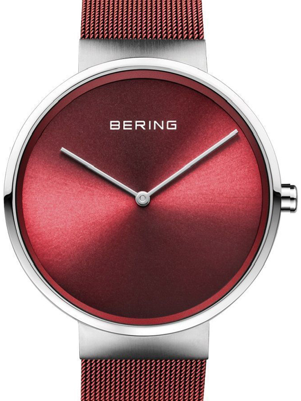 Мужские наручные часы с красным браслетом  Bering 14539-303 Classic 39mm 5ATM