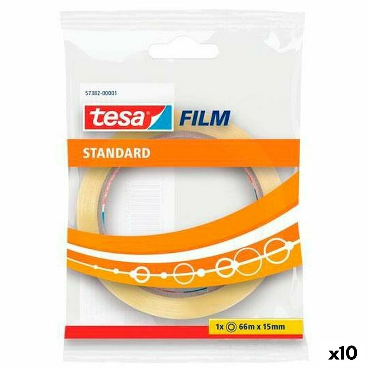 Adhesive Tape TESA Standard 66 m 15 mm Transparent (10 Units)