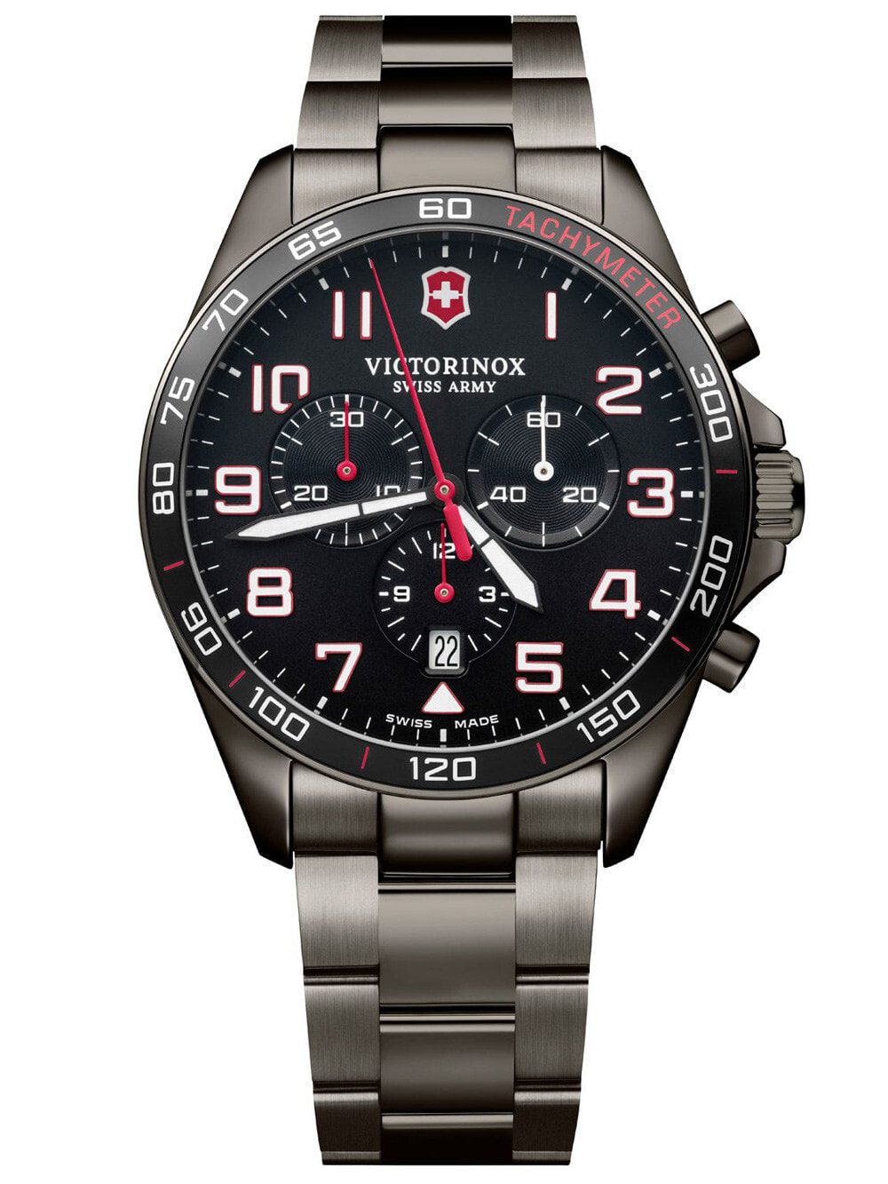 Мужские наручные часы с серым браслетом Victorinox 241890 Field Force Sport chrono 41mm 10ATM
